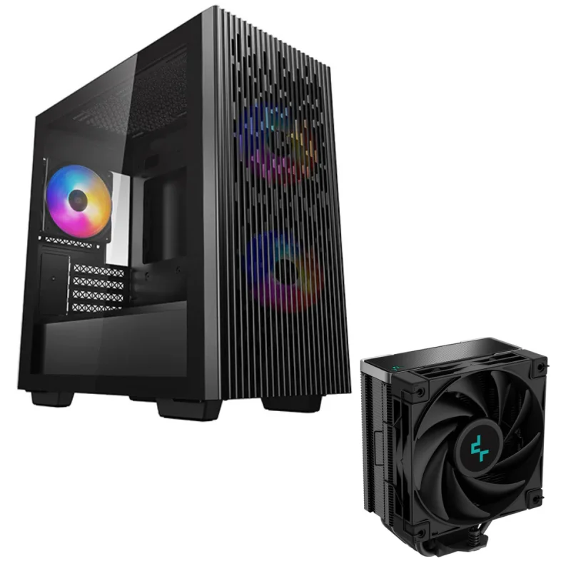 Boîtier Gaming Moyen Tour DeepCool MATREXX 40 3FS / Micro-ATX / RGB / Avec Ventilateur de processeur DeepCool AK400 ZERO DARK / Noir