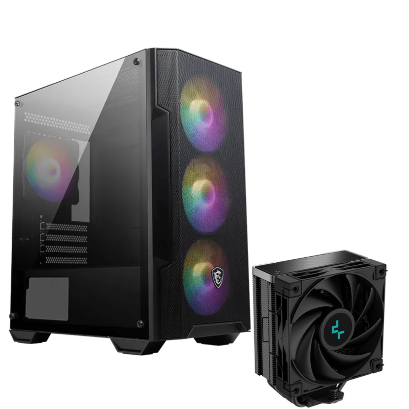 Boîtier Gaming MSI MAG FORGE M100A / Micro-ATX / RGB / Avec Ventilateur de processeur DeepCool AK400 ZERO DARK / Noir - MSI - photo 1