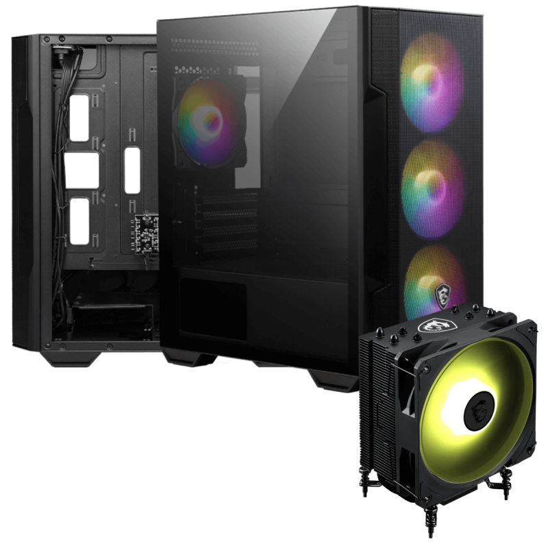 Boîtier Gaming Moyen Tour MSI MAG FORGE M100R / Micro ATX / Noir Avec Refroidisseur De Processeur MSI MAG COREFROZR AA13 / 120 mm / ARGB / LGA1851 / AM5 / Noir - MSI - photo 1