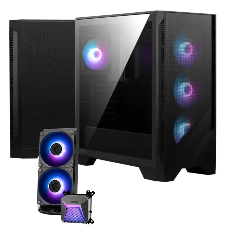 Boîtier Gaming Moyen Tour MSI MAG FORGE 320R AIRFLOW / ATX / ARGB / Noir Avec Kit Watercooling MSI MAG CORELIQUID A15 240 / 240 mm / ARGB / LGA1851 / AM5 / Noir - MSI - photo 3