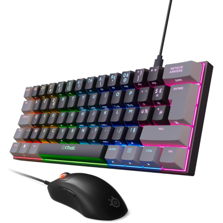 Ensemble Mini Clavier Gamer Filaire Mécanique TRUST ACIRA GXT867 / Noir Avec Souris Gaming SteelSeries Prime+ / Noir - SteelSeries - photo 3