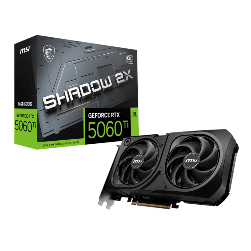 Carte graphique MSI GeForce RTX 5060 Ti SHADOW 2X OC PLUS Bulk / 16 Go GDDR7 - MSI - photo 1