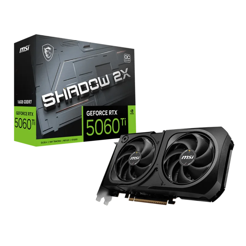 Carte graphique MSI GeForce RTX 5060 Ti SHADOW 2X OC PLUS Bulk / 16 Go GDDR7 - MSI - photo 1