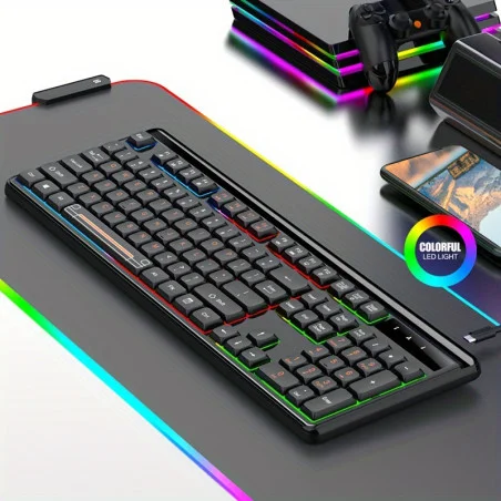 Pack Clavier Gaming JEDEL K31 / AZERTY / Noir Avec SOURIS 7D Gaming RGB LED Light R8 / jusqu'à 3 600 DPI / Noir - photo 8