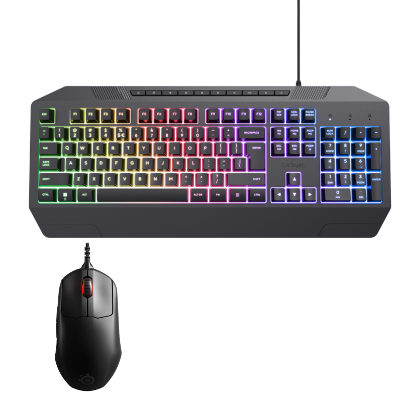 Pack Clavier Gamer Filaire TRUST GXT 836 Evocx / Noir Avec Souris Gaming SteelSeries Prime+ / Noir - SteelSeries - photo 1