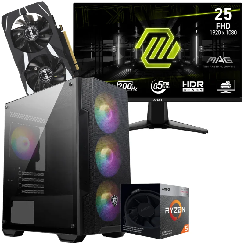 Setup Gamer Special Pc de Bureau Gaming / Ryzen 5 3600 / RTX 3050 3G / 16 Go Avec Écran Gaming MSI MAG 255F E20 24.5" Full HD IPS / 200 Hz - MSI - photo 2