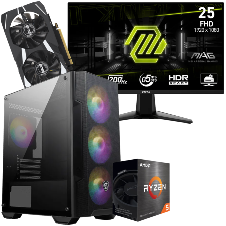 Setup Gamer Special Pc de Bureau Gaming / Ryzen 5 5600  / RTX 3050 3G / 16 Go Avec Écran Gaming MSI MAG 255F E20 24.5" Full HD IPS / 200 Hz - MSI - photo 3
