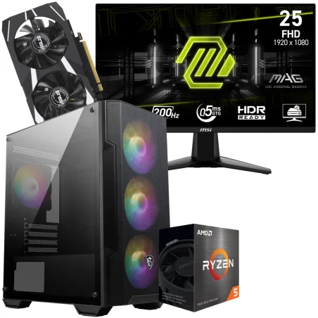 Setup Gamer Special Pc de Bureau Gaming / Ryzen 5 5600  / RTX 3050 3G / 16 Go Avec Écran Gaming MSI MAG 255F E20 24.5" Full HD IPS / 200 Hz - MSI - photo 3