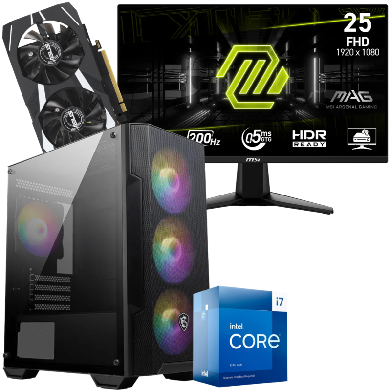 Setup Gamer Special Pc de Bureau Gaming / i7-13700F / RTX 3050 3G / 32 Go Avec Écran Gaming MSI MAG 24.5" Full HD IPS / 200 Hz - MSI - photo 2