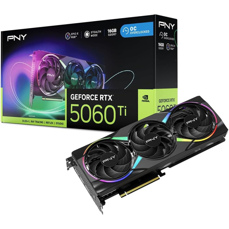 Carte graphique PNY GeForce RTX 5060 Ti 16 Go GDDR7 OC RGB Triple Fan - photo 1
