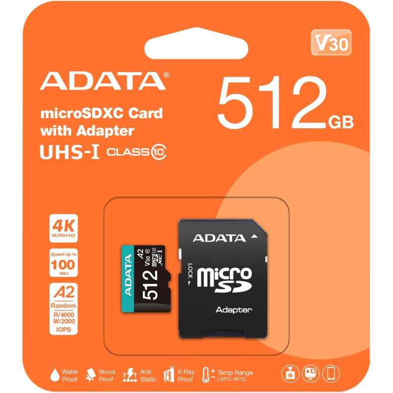 Carte Mémoire ADATA 512 GB Micro SDXC Class 10 avec Adaptateur - ADATA - photo 4