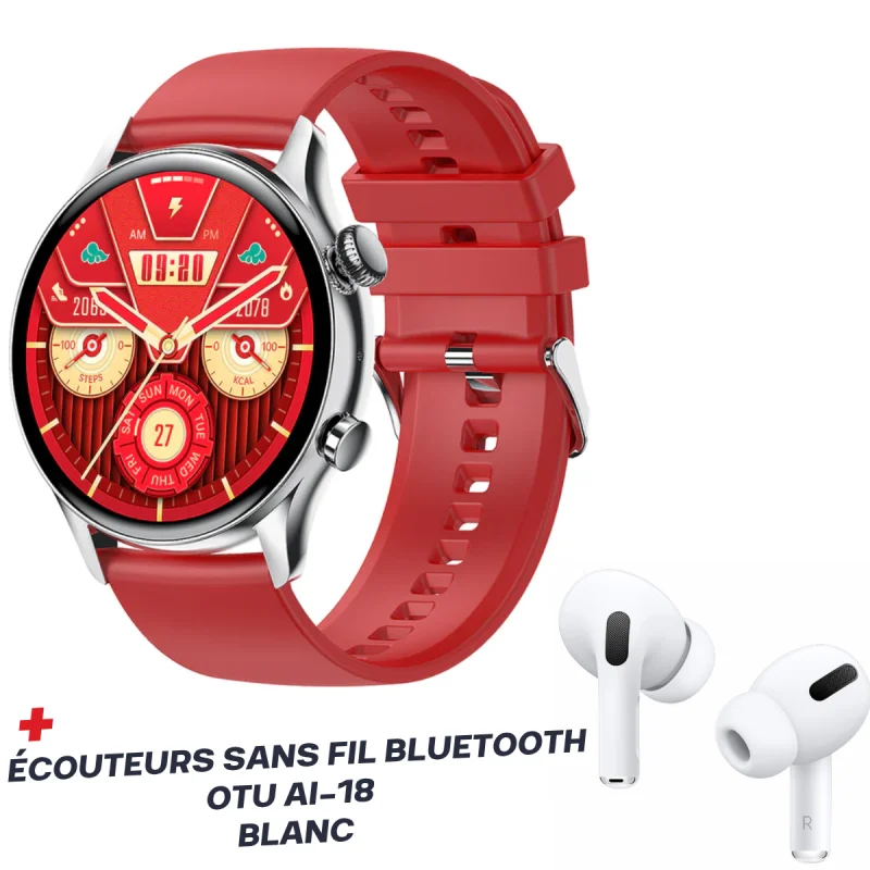 Montre connecté COLMI i30 / Rouge Avec Écouteurs Sans Fil Bluetooth OTU AI-18 Blanc - photo 1