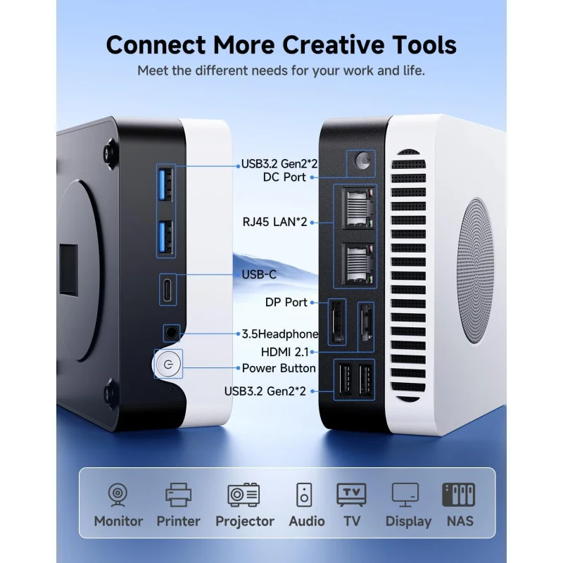 Mini Pc de bureau BCHUWI LarkBox X / i3-1220P / 8 Go / 256 Go SSD / Windows 11 / Blanc - photo 2