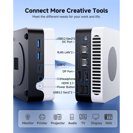 Mini Pc de bureau BCHUWI LarkBox X / i3-1220P / 8 Go / 256 Go SSD / Windows 11 / Blanc - photo 5