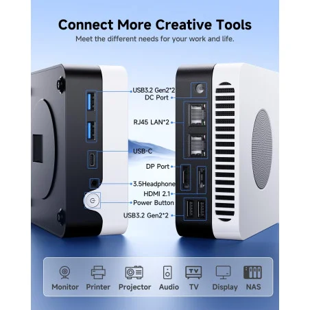 Mini Pc de bureau BCHUWI LarkBox X / i3-1220P / 8 Go / 256 Go SSD / Windows 11 / Blanc - photo 5