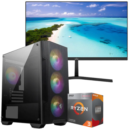 Setup Gamer Special Pc de Bureau Gaming / Ryzen 3 3200G / Vega 8 / 16 Go Avec Écran Uniview MW-LC22-E 22" Full HD LED / 100 Hz - photo 3