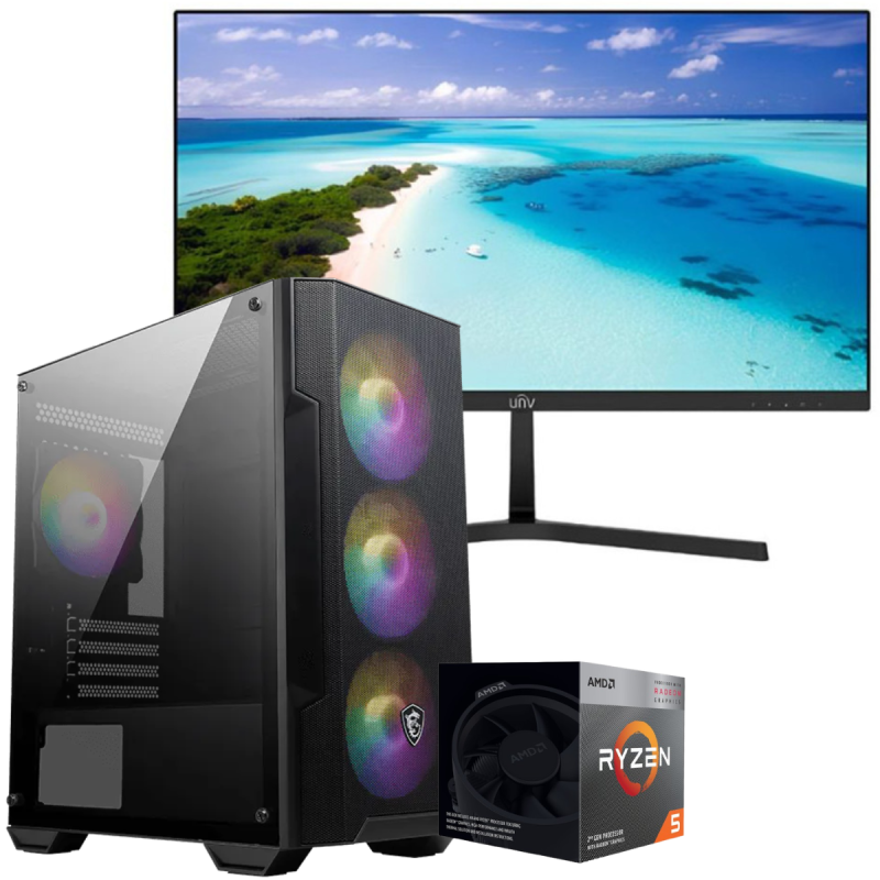 Setup Gamer Special Pc de Bureau Gaming / Ryzen 5 3400G / Vega 11 / 16 Go Avec Écran Uniview MW-LC22-E 22" Full HD LED / 100 Hz - photo 1