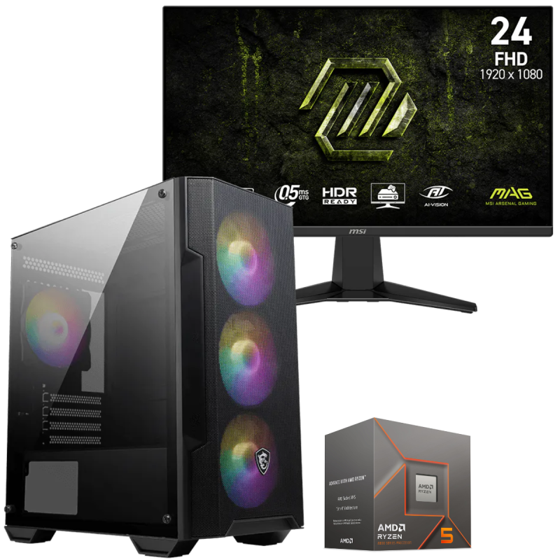 Setup Gamer Special Pc de Bureau Gaming / Ryzen 5 Pro 5650G / Vega 7 / 16 Go Avec Écran Gaming MSI MAG 245F X24 24" Full HD IPS / 240 Hz - MSI - photo 2