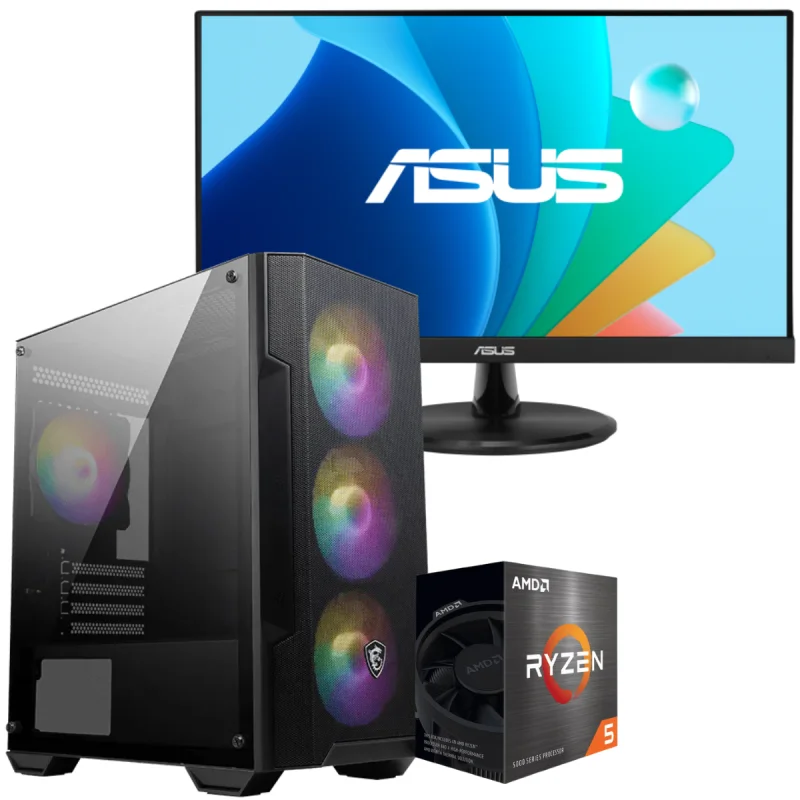 Setup Gamer Special Pc de Bureau Gaming / Ryzen 5 5600GT / Vega 7 / 16 Go Avec Écran Gaming ASUS VA249HG 23.8" Full HD IPS / 120 Hz - Asus - photo 1
