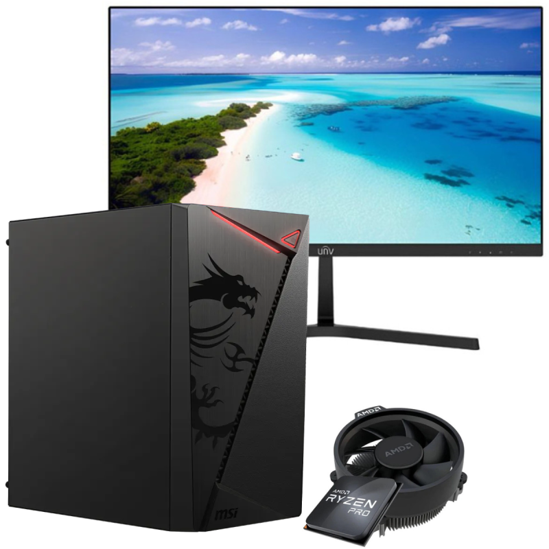 Setup Gamer Special Pc de Bureau Gaming / Ryzen 5 Pro 5655G / Vega 7 / 8 Go Avec Écran Uniview MW-LC22-E 22" Full HD LED / 100 Hz - photo 2
