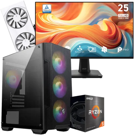 Setup Gamer Special Pc de Bureau Gaming / Ryzen 5 5500 / RX 9060 XT 8G / 16 Go Avec Écran Gaming MSI 24.5" Full HD / IPS / 144 Hz - MSI - photo 3