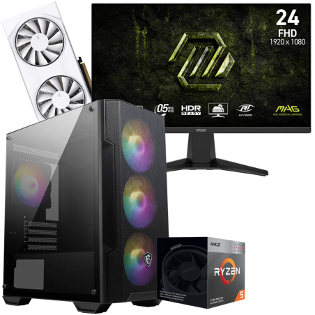 Setup Gamer Special Pc de Bureau Gaming / Ryzen 5 3600 / RX 9060 XT 8G / 16 Go Avec Écran Gaming MSI 24" Full HD IPS / 240 Hz - MSI - photo 3
