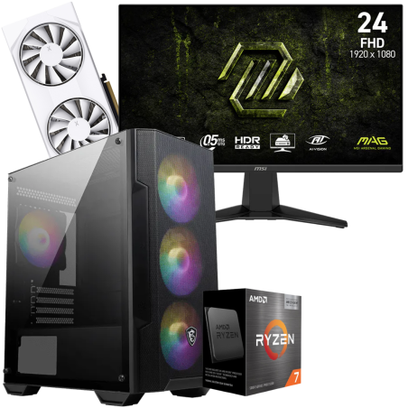 Setup Gamer Special Pc de Bureau Gaming / Ryzen 7 5700 / RX 9060 XT 8G / 16 Go Avec Écran Gaming MSI 24" Full HD IPS / 240 Hz - MSI - photo 3