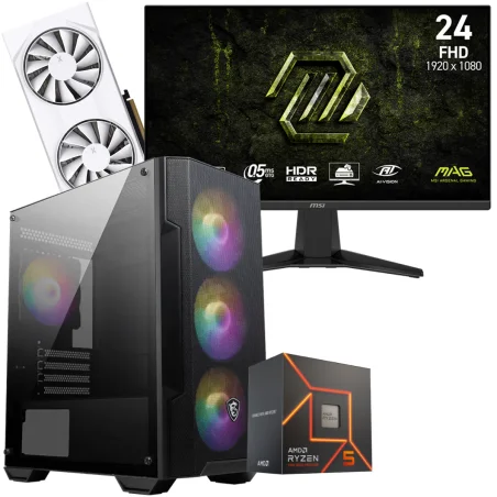 Setup Gamer Special Pc de Bureau Gaming / Ryzen 5 8400F / RX 9060 XT 8G / 16 Go Avec Écran Gaming MSI 24" Full HD IPS / 240 Hz - MSI - photo 3