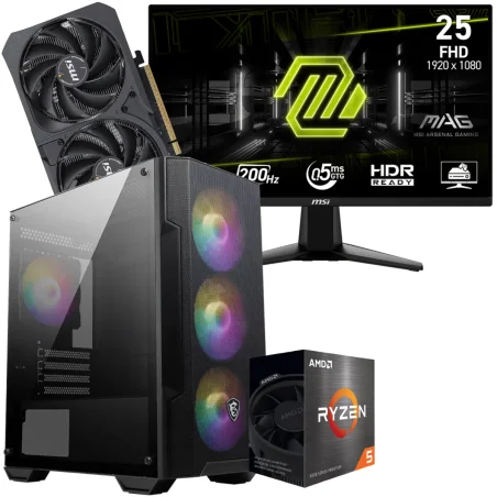 Setup Gamer Special Pc de Bureau Gaming / Ryzen 5 5500 / RTX 5050 8G / 16 Go Avec Écran Gaming MSI MAG 255F E20 24.5" Full HD IPS / 200 Hz - MSI - photo 3