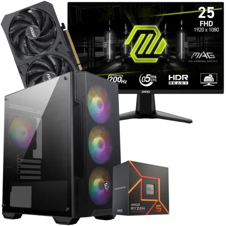 Setup Gamer Special Pc de Bureau Gaming / Ryzen 5 8400F / RTX 5050 8G / 16 Go Avec Écran Gaming MSI MAG 24.5" Full HD IPS / 200 Hz - MSI - photo 3