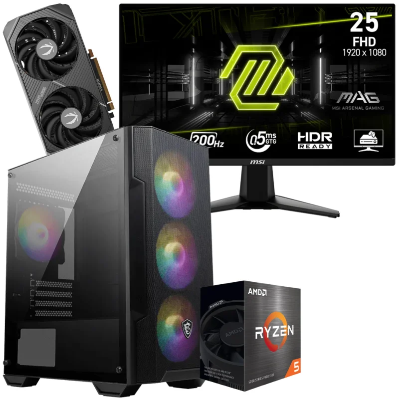 Setup Gamer Special Pc de Bureau Gaming / Ryzen 5 5500 / RTX 5060 8G / 16 Go Avec Écran Gaming MSI MAG 255F E20 24.5" Full HD IPS / 200 Hz - MSI - photo 1