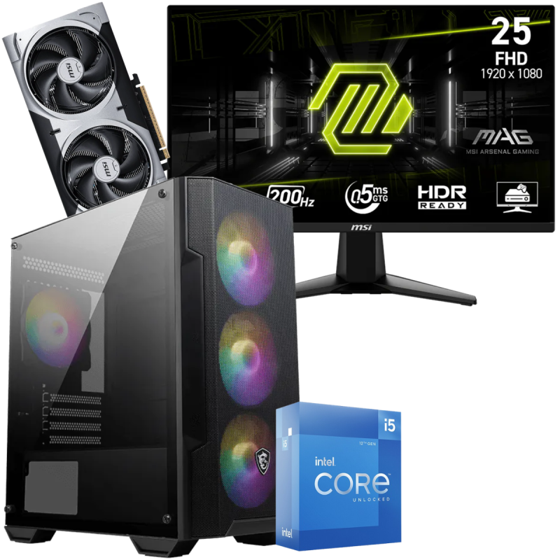 Setup Gamer Special Pc de Bureau Gaming / i5-12600K / RTX 5060 Ti 8G / 32 Go Avec Écran Gaming MSI MAG 255F E20 24.5" Full HD IPS / 200 Hz - MSI - photo 1