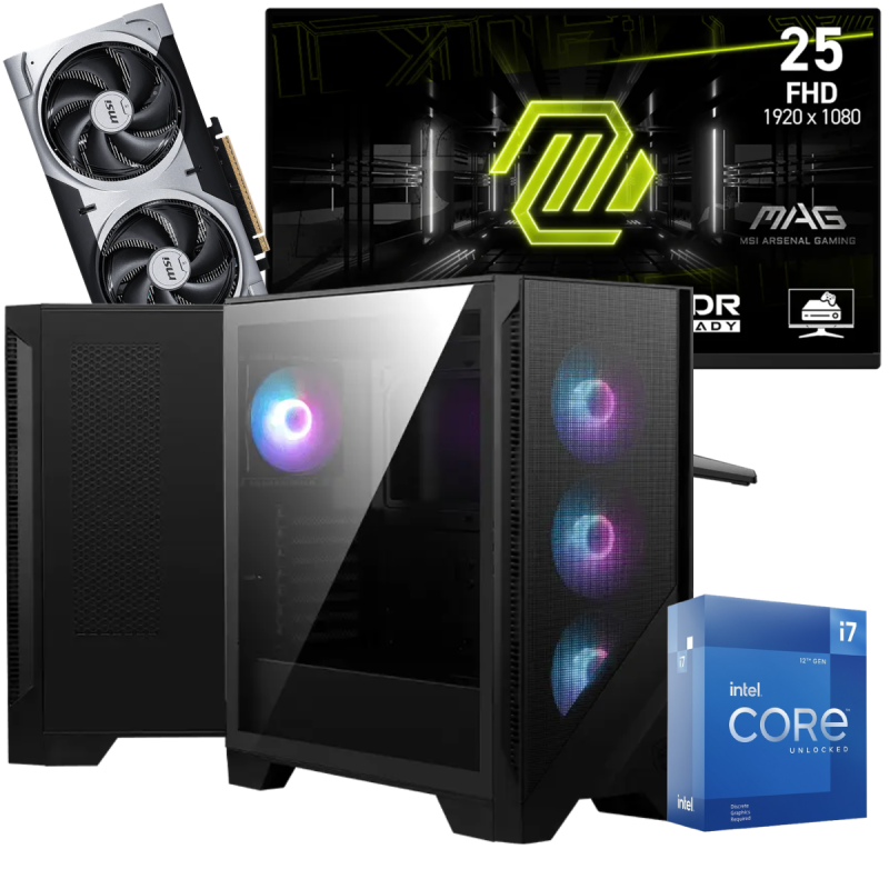 Setup Gamer Special Pc de Bureau Gaming / i7-12700KF / RTX 5060 Ti 8G / 32 Go Avec Écran Gaming MSI MAG 24.5" Full HD IPS / 200 Hz - MSI - photo 1