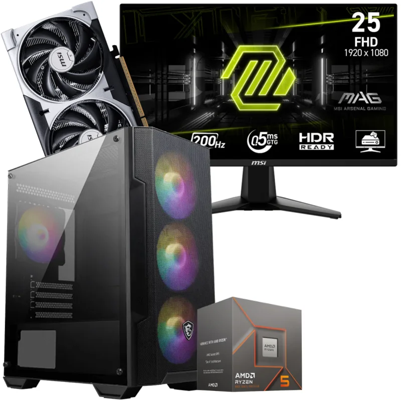 Setup Gamer Special Pc de Bureau Gaming / Ryzen 5 8400F / RTX 5060 8G / 32 Go Avec Écran Gaming MSI MAG 24.5" Full HD IPS / 200 Hz - MSI - photo 1