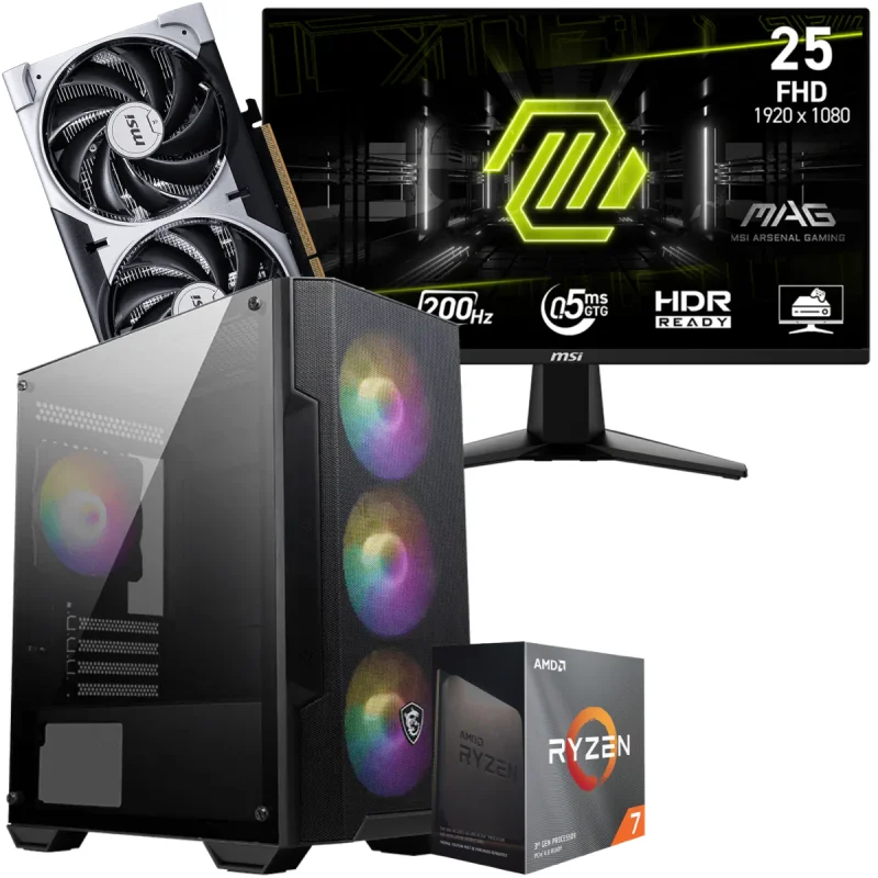 Setup Gamer Special Pc de Bureau Gaming / Ryzen 7 5700 / RTX 5060 8G / 16 Go Avec Écran Gaming MSI MAG 24.5" Full HD IPS / 200 Hz - MSI - photo 2