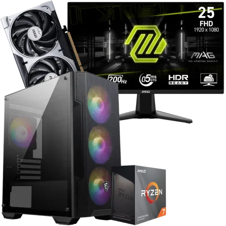 Setup Gamer Special Pc de Bureau Gaming / Ryzen 7 5700 / RTX 5060 8G / 16 Go Avec Écran Gaming MSI MAG 24.5" Full HD IPS / 200 Hz - MSI - photo 3