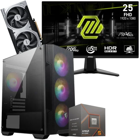 Setup Gamer Special Pc de Bureau Gaming / Ryzen 5 8400F / RTX 5060 Ti 8G / 16 Go Avec Écran Gaming MSI MAG 24.5" Full HD IPS / 200 Hz - MSI - photo 3