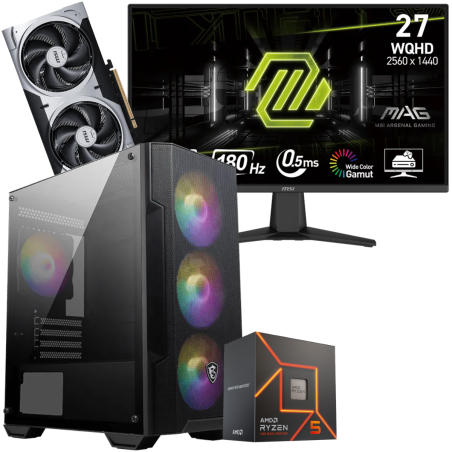 Setup Gamer Special Pc de Bureau Gaming / Ryzen 5 7600 / RTX 5060 Ti 8G / 32 Go Avec Écran Gaming MSI MAG 27" WQHD IPS / 180 Hz - MSI - photo 3