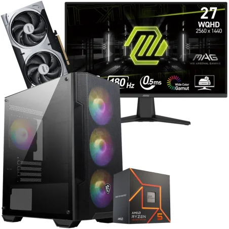 Setup Gamer Special Pc de Bureau Gaming / Ryzen 5 7600 / RTX 5060 Ti 8G / 32 Go Avec Écran Gaming MSI MAG 27" WQHD IPS / 180 Hz - MSI - photo 3