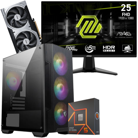 Setup Gamer Special Pc de Bureau Gaming / Ryzen 5 7600X / RTX 5060 Ti 8G / 16 Go Avec Écran Gaming MSI MAG 24.5" Full HD IPS / 200 Hz - MSI - photo 3