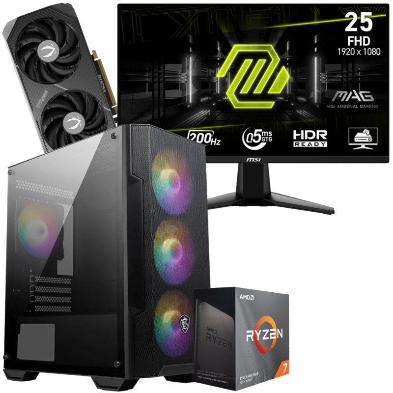 Setup Gamer Special Pc de Bureau Gaming / Ryzen 7 5700 / RTX 5060 Ti 8G / 16 Go Avec Écran Gaming MSI MAG 24.5" Full HD IPS / 200 Hz - MSI - photo 2