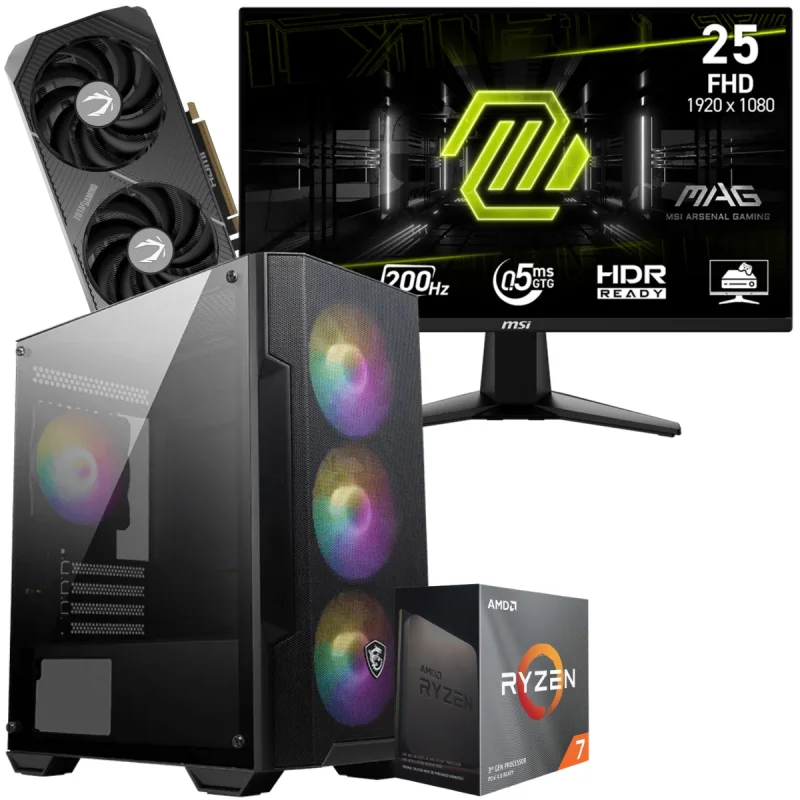 Setup Gamer Special Pc de Bureau Gaming / Ryzen 7 5700 / RTX 5060 Ti 8G / 16 Go Avec Écran Gaming MSI MAG 24.5" Full HD IPS / 200 Hz - MSI - photo 2