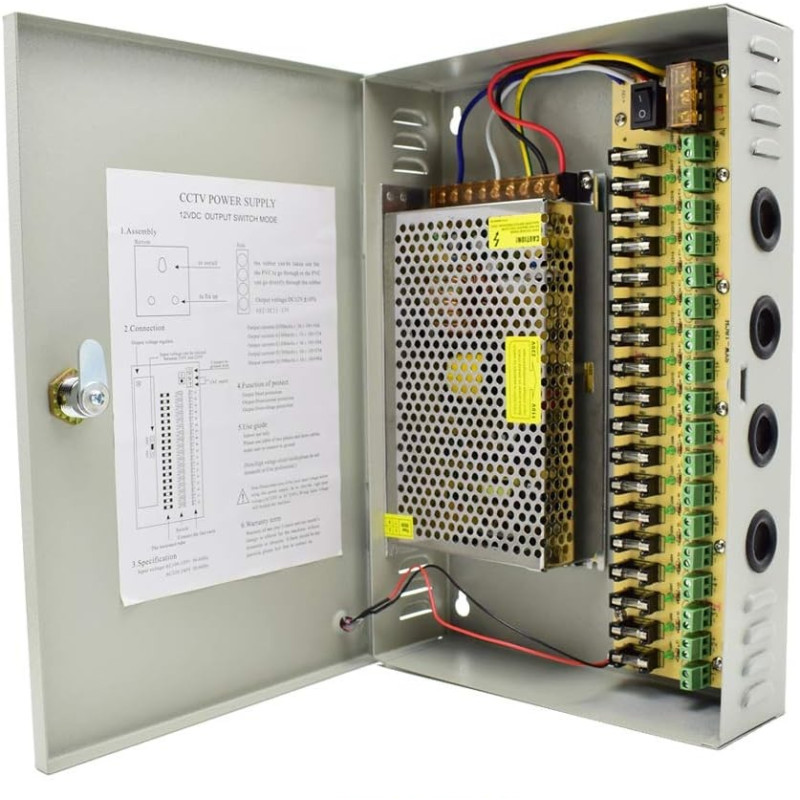 Boite d'alimentation pour Caméra de surveillance 18CH / 12V / 20A / WITH CASE - photo 3