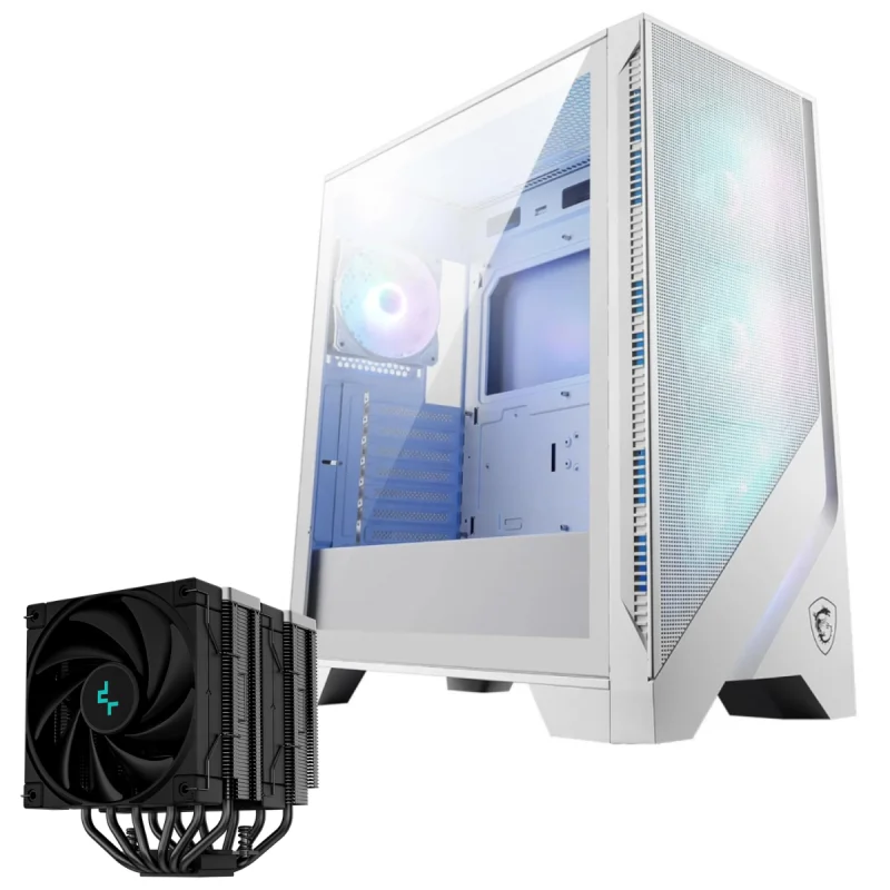 Boîtier Gaming Moyen Tour MSI MAG FORGE 320R AIRFLOW / ATX / ARGB / Noir Avec Ventilateur de processeur DeepCool AK620 ZERO DARK / Noir