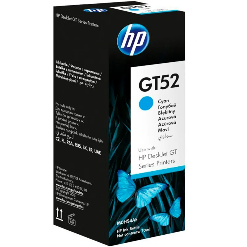 Bouteille d'encre Originale HP GT52 / Cyan / 70ml