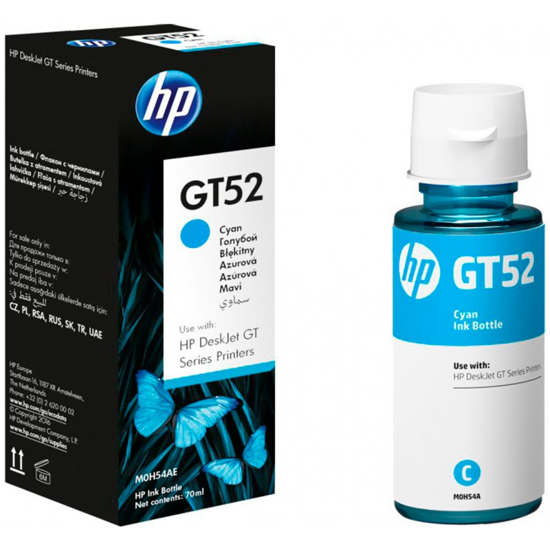 Bouteille d'encre Originale HP GT52 / Cyan / 70ml