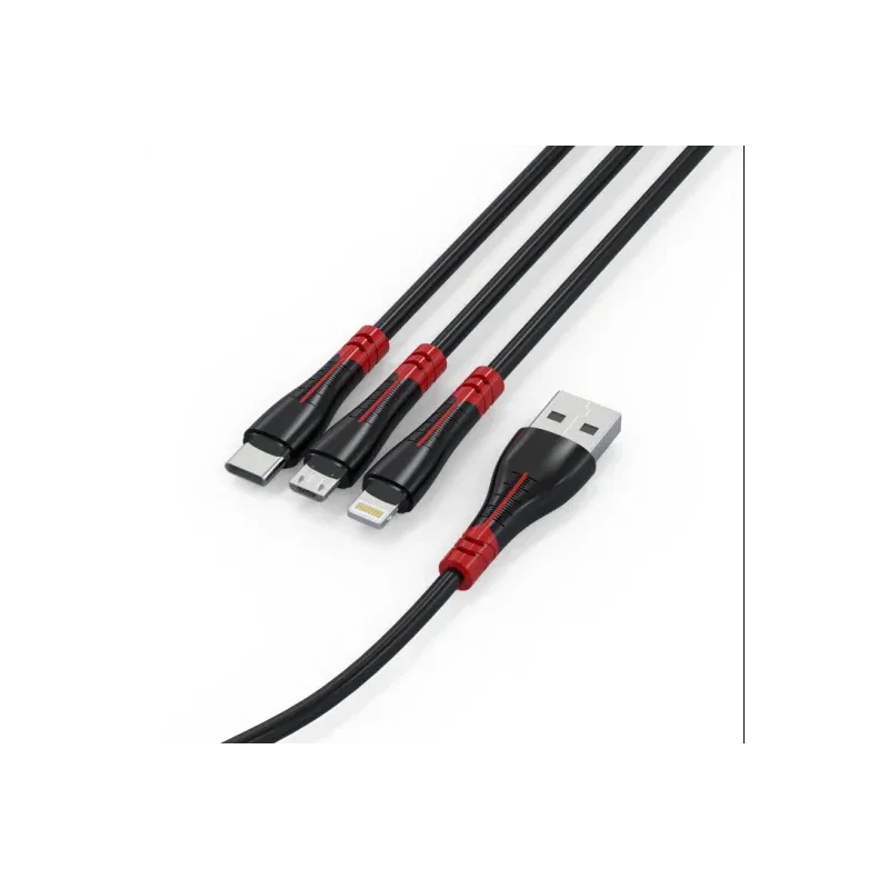 Câble KINGLEEN  3en1 USB vers Micro USB / Type C / Lightning / Noir - photo 3
