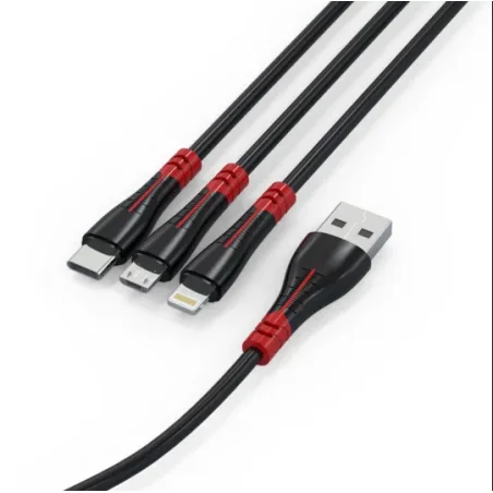 Câble KINGLEEN  3en1 USB vers Micro USB / Type C / Lightning / Noir - photo 8