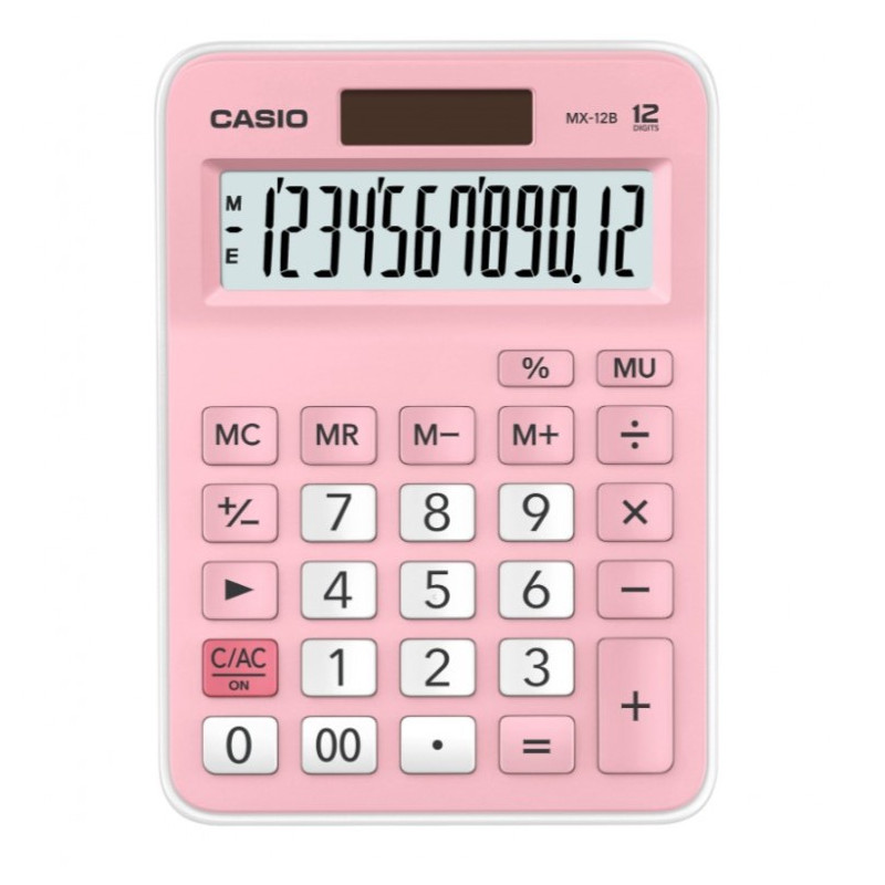 CALCULATRICE CASIO MX-12B / Pile et Solaire / 12 CHIFFRES / ROSE