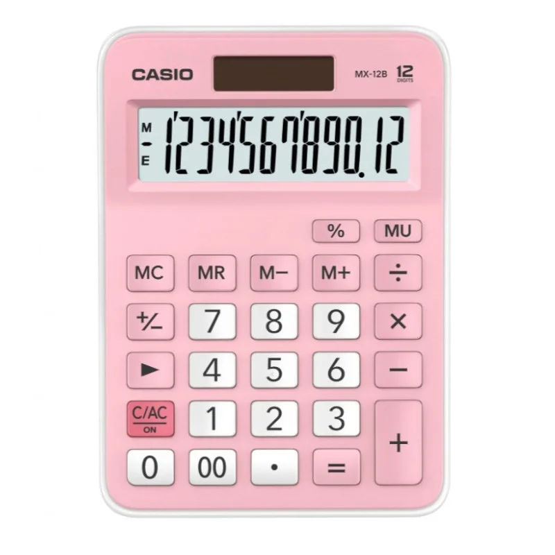 CALCULATRICE CASIO MX-12B / Pile et Solaire / 12 CHIFFRES / ROSE